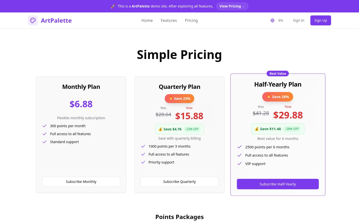 AIArtPalette Pricing