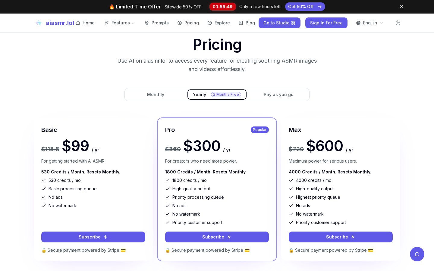 aiasmr.lol Pricing