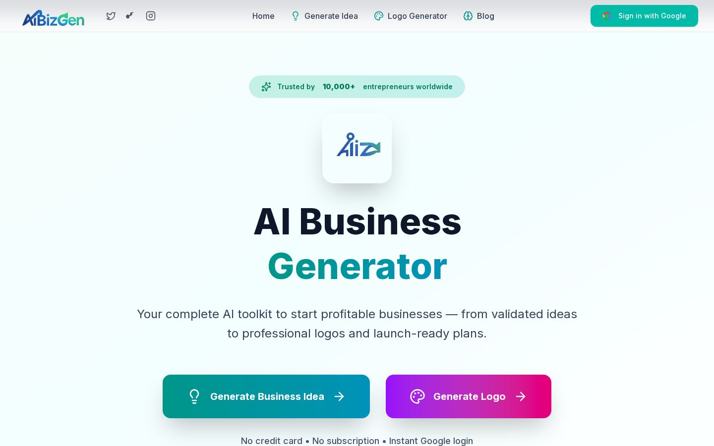 AiBizGen Homepage