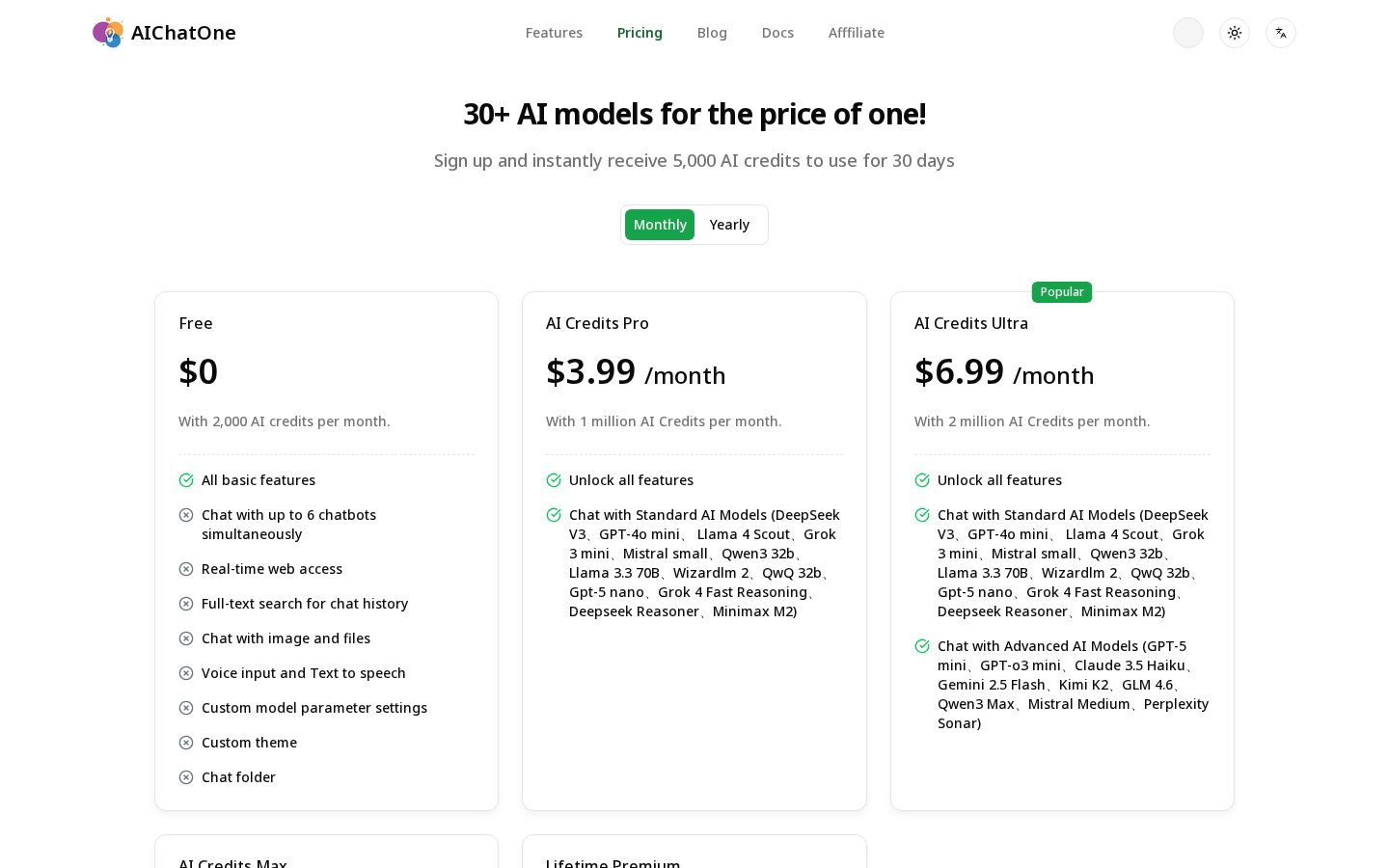 Aichatone Pricing