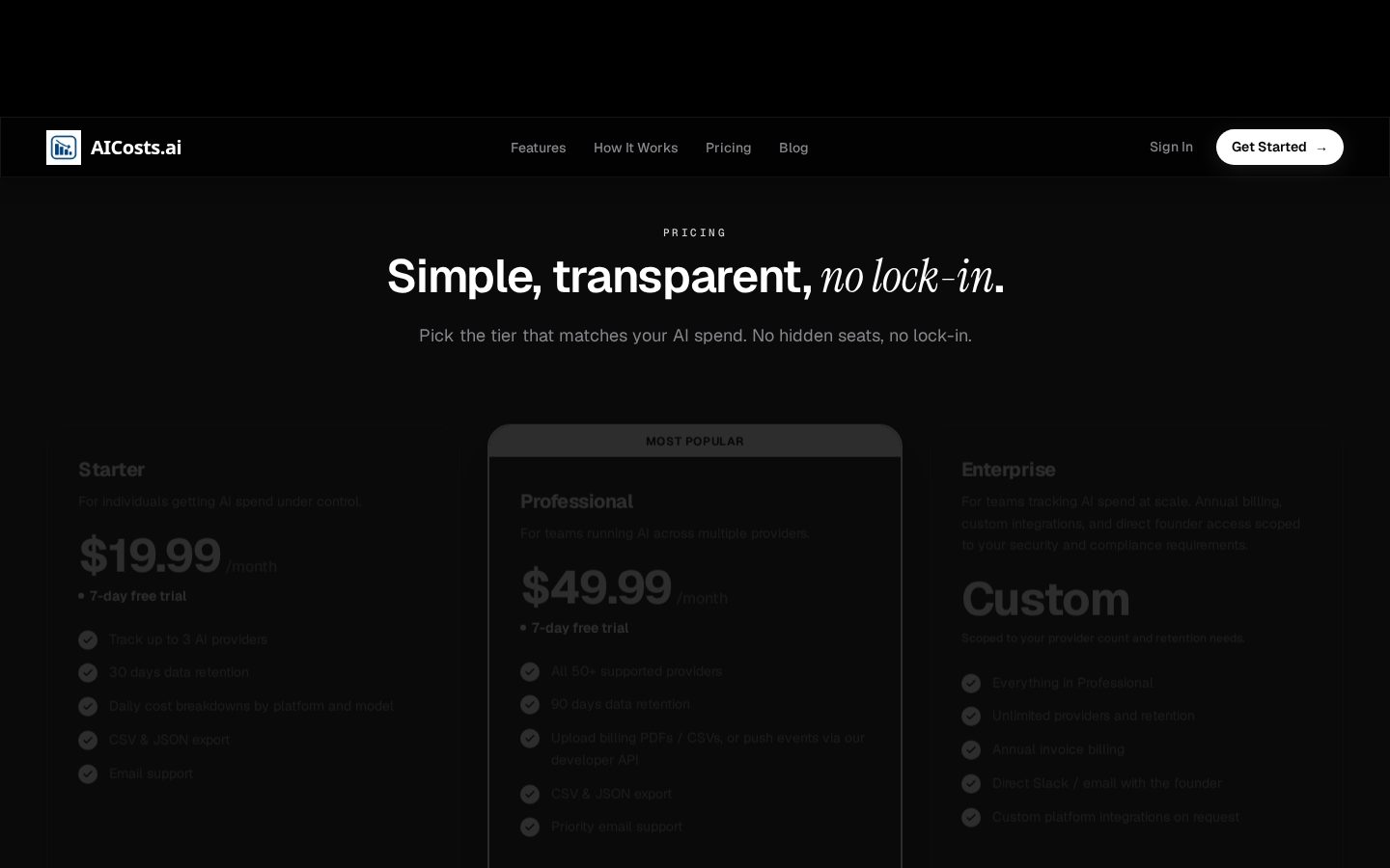 AICosts.ai Pricing