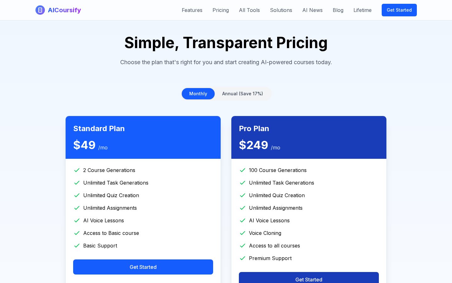 AiCoursify Pricing