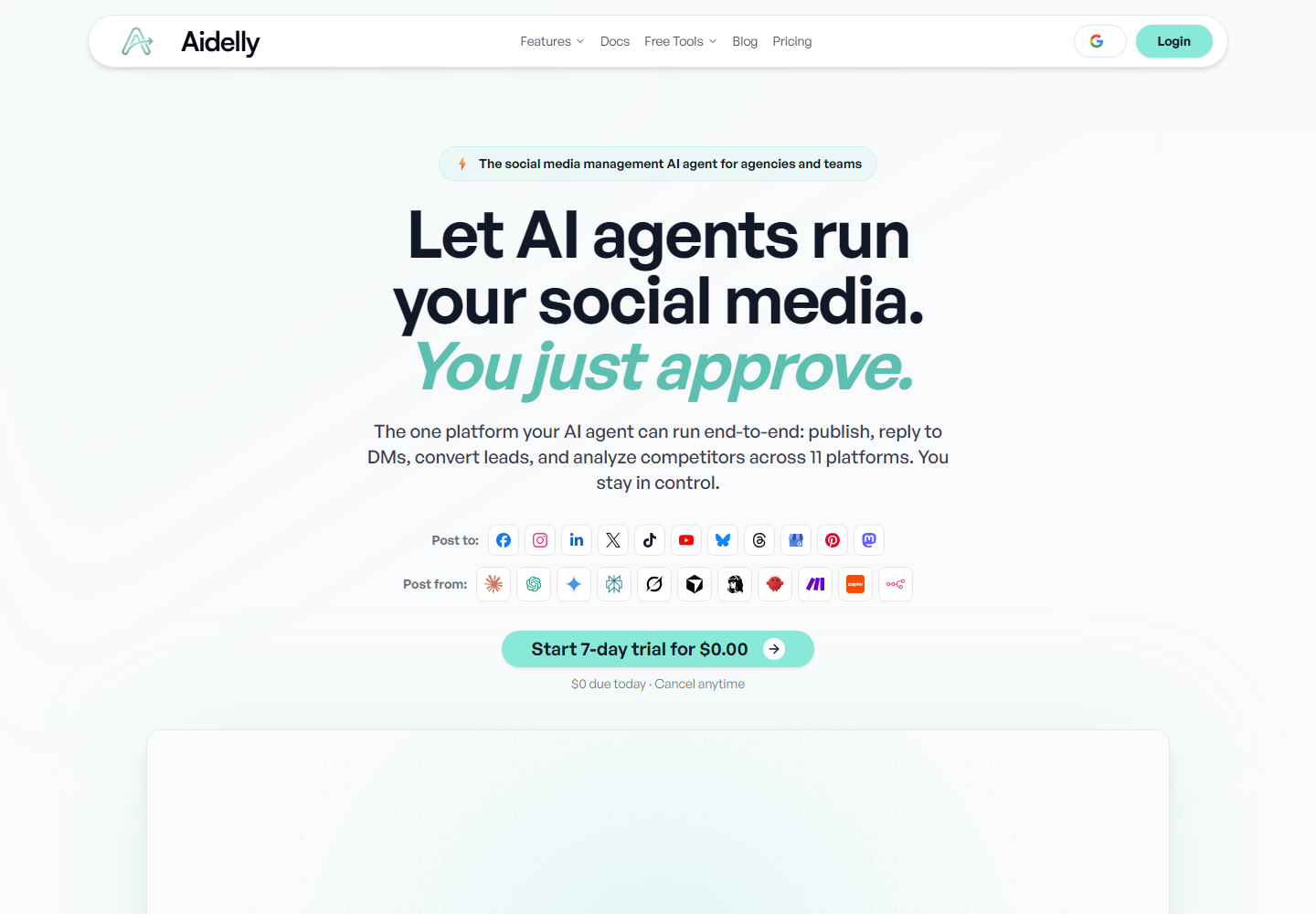 Aidelly homepage