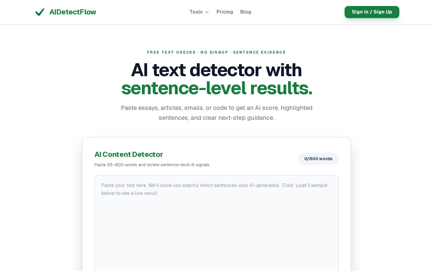 AIDetectFlow Homepage