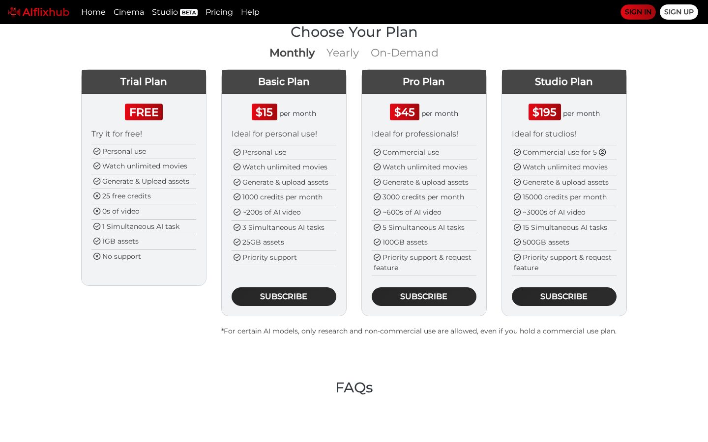 AIflixhub Pricing