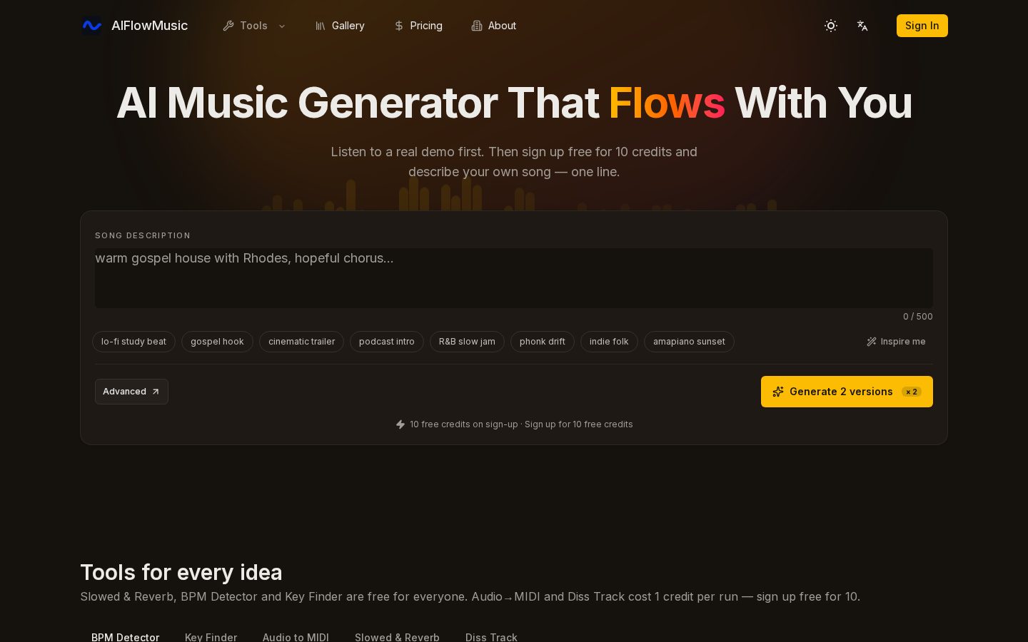 AIFlowMusic Homepage