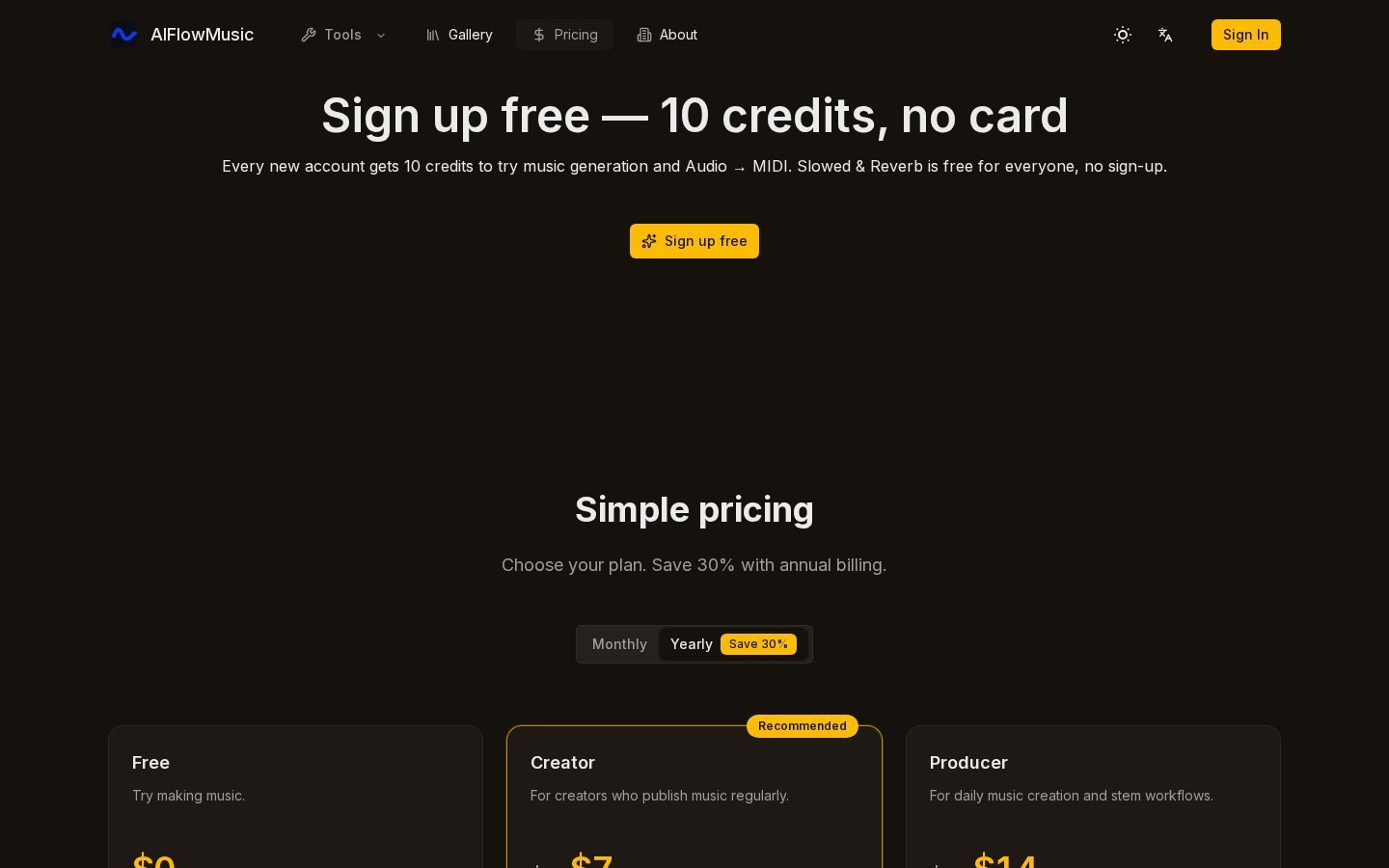 AIFlowMusic Pricing