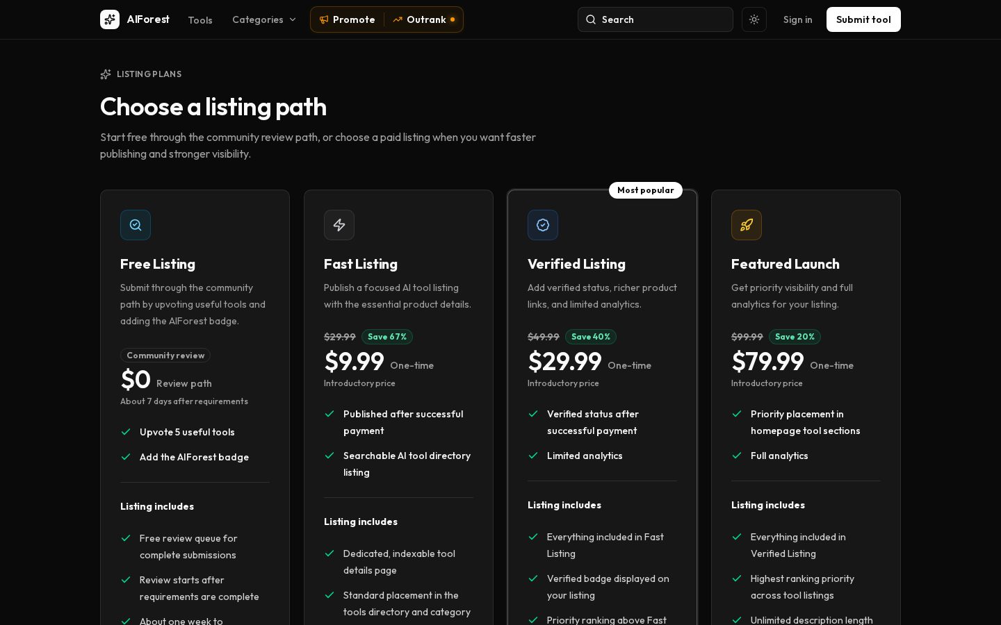 AIForest Pricing