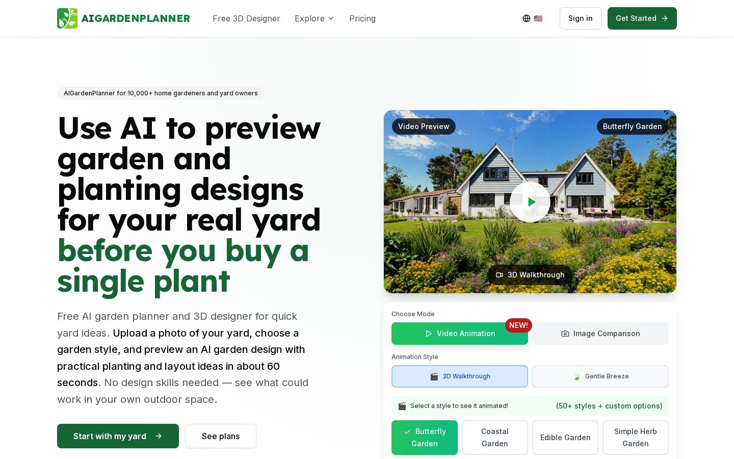 AIGardenPlanner Homepage