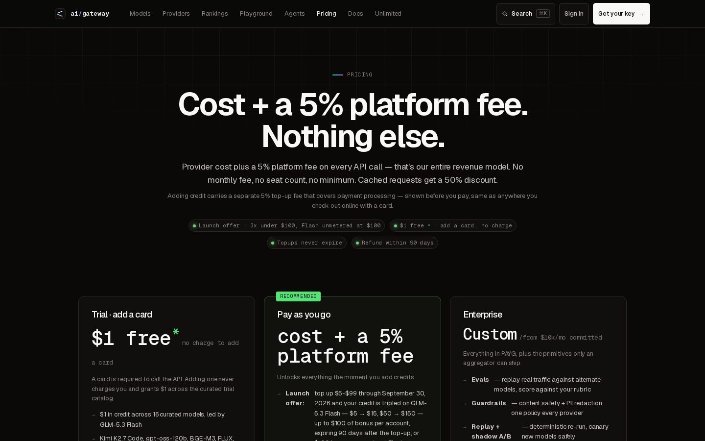 ai/gateway Pricing