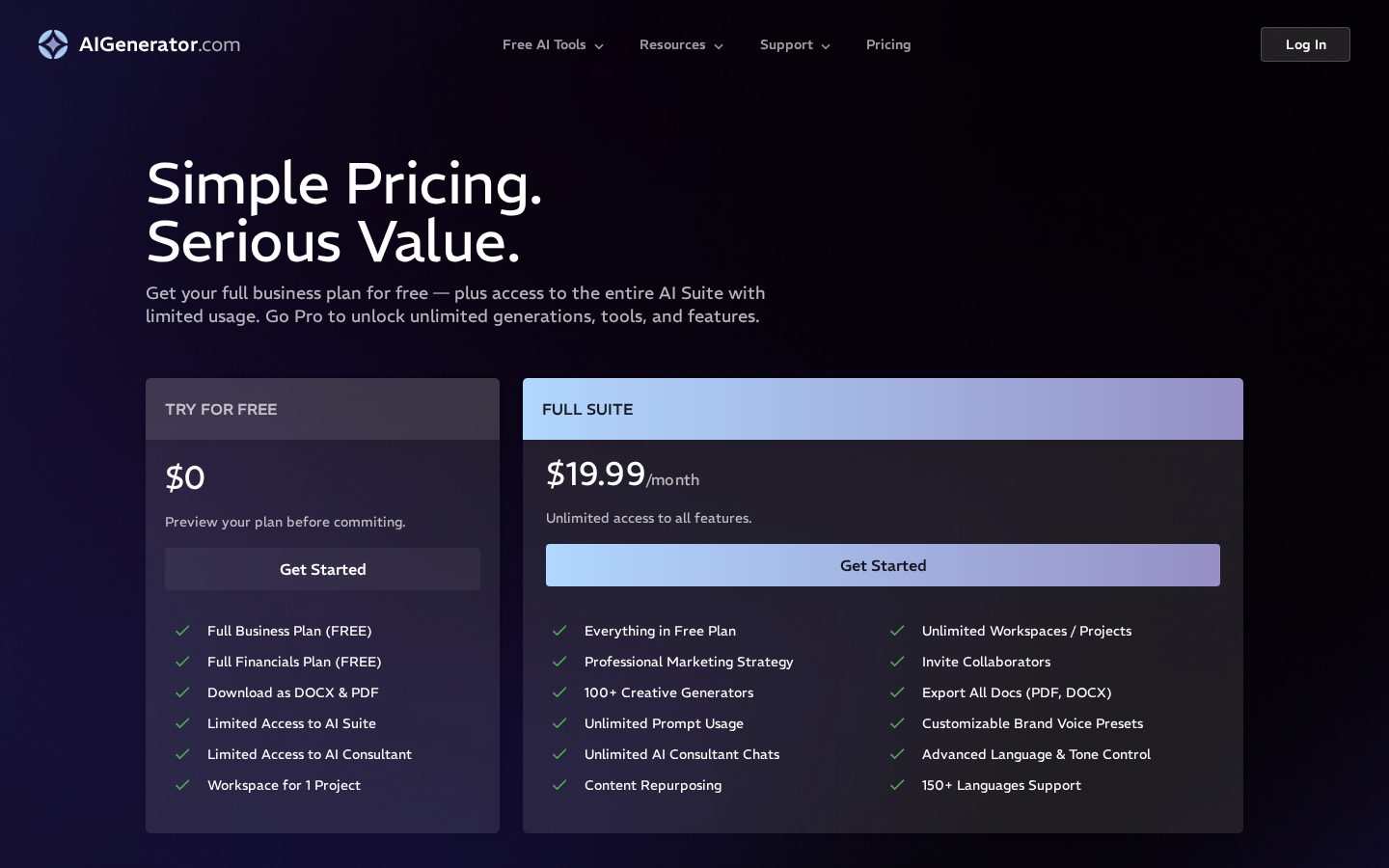 AIGenerator Pricing