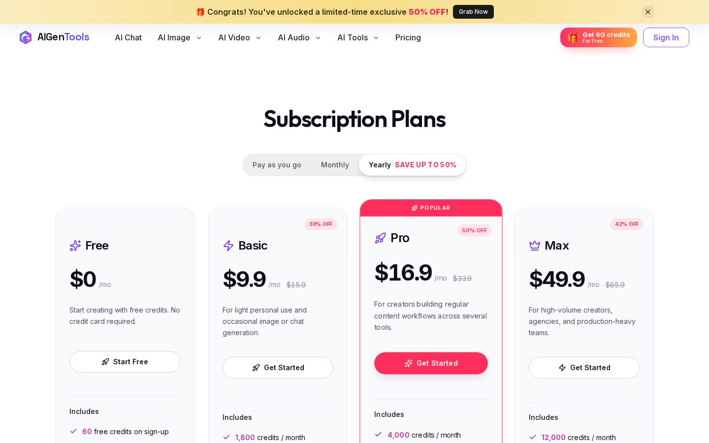 AIGenTools Pricing