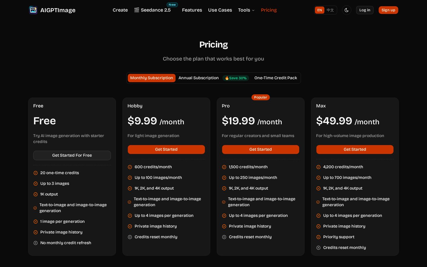 AIGPTImage Pricing