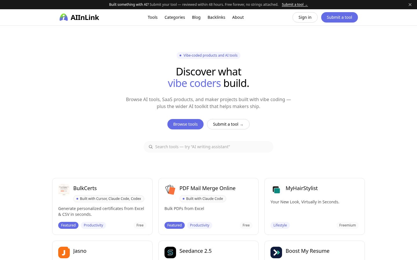 AIInLink Homepage
