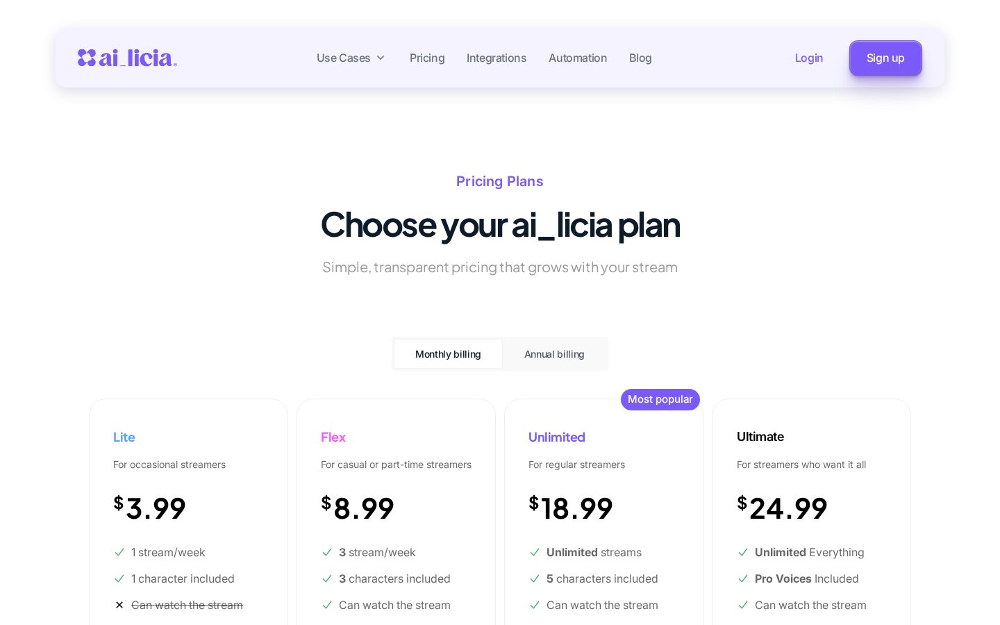 ai_licia For TikTok Live Pricing