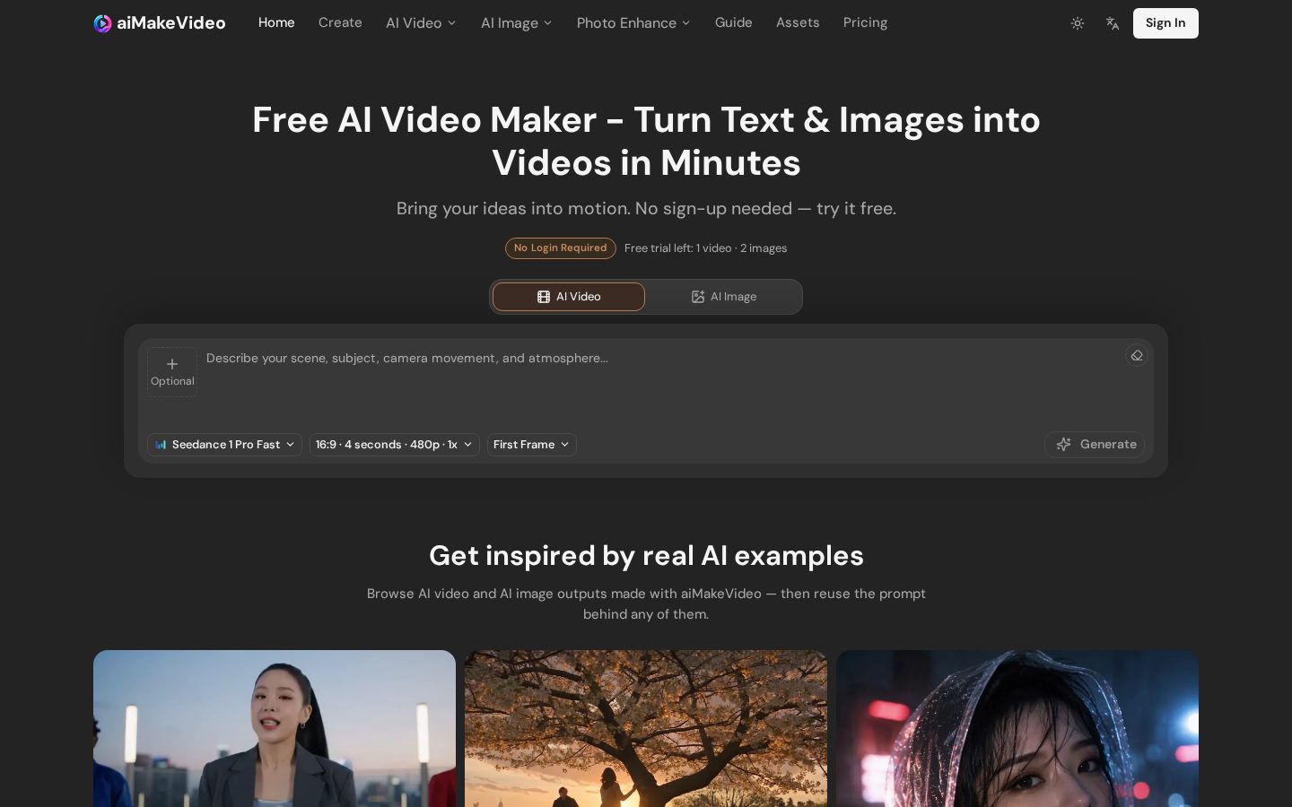 aiMakeVideo Homepage
