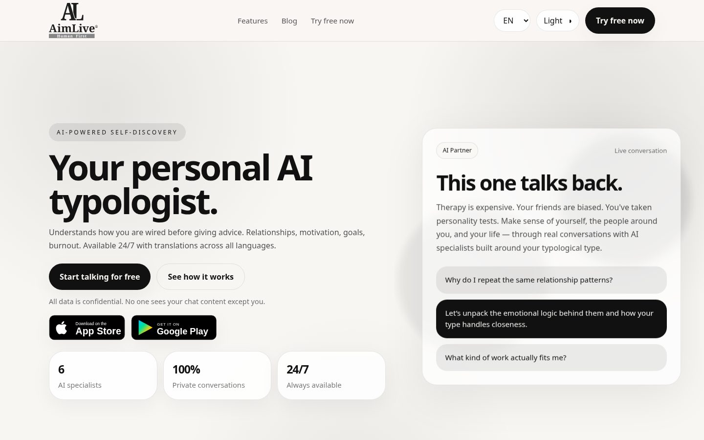 AimLive AI Homepage