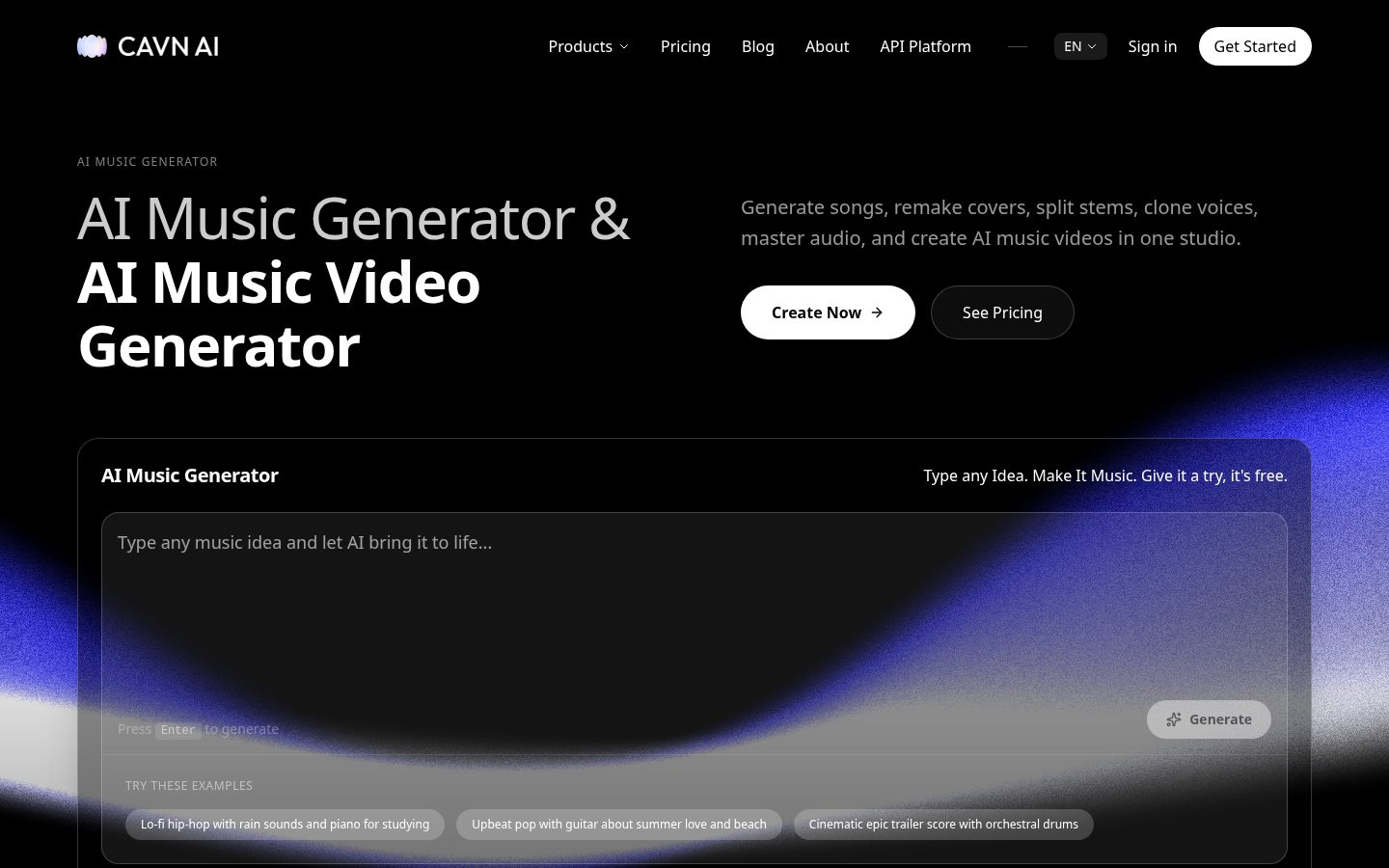 AIMusicGenerator.me Homepage