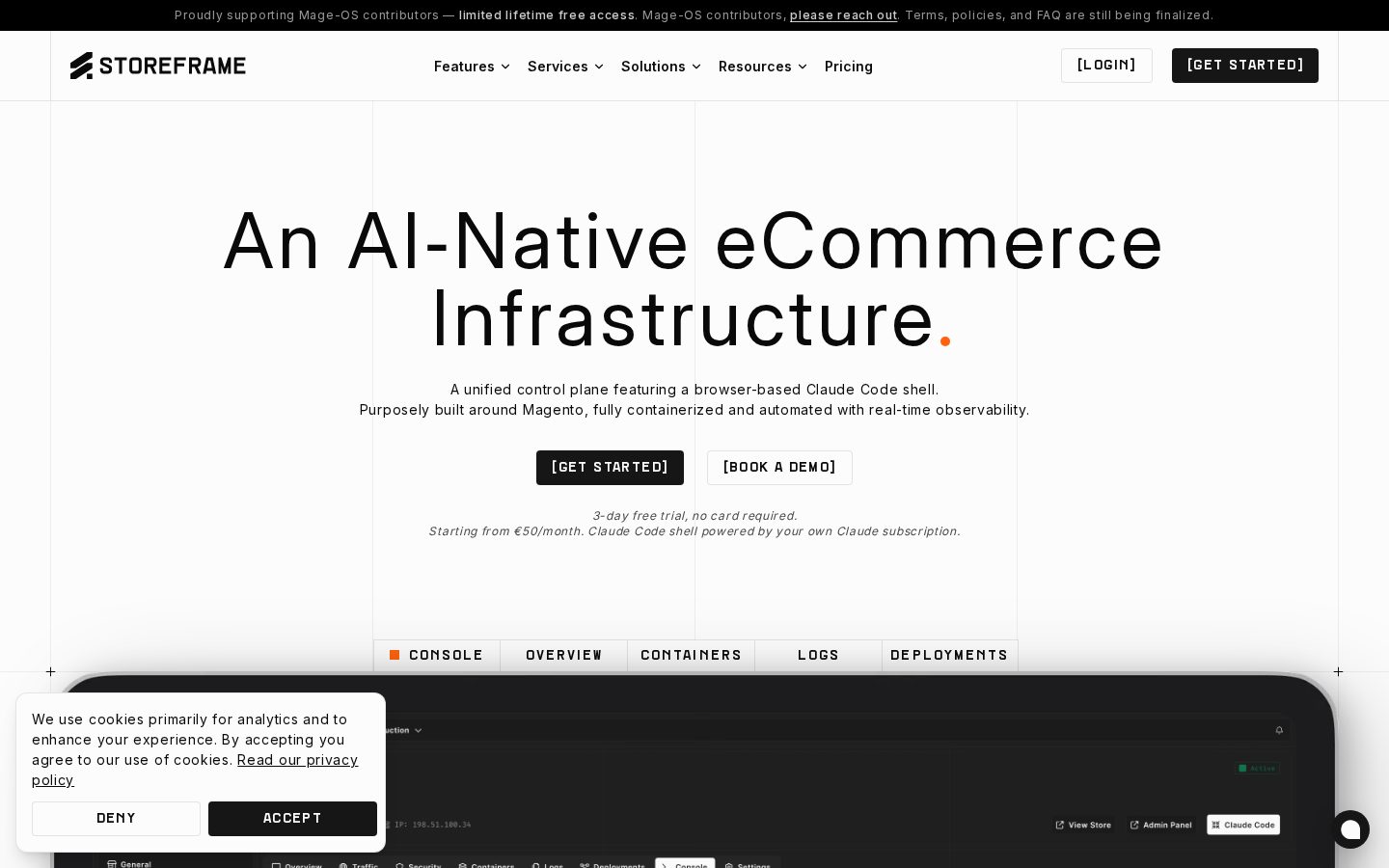 AI‑Native eCommerce Infrastructure Homepage