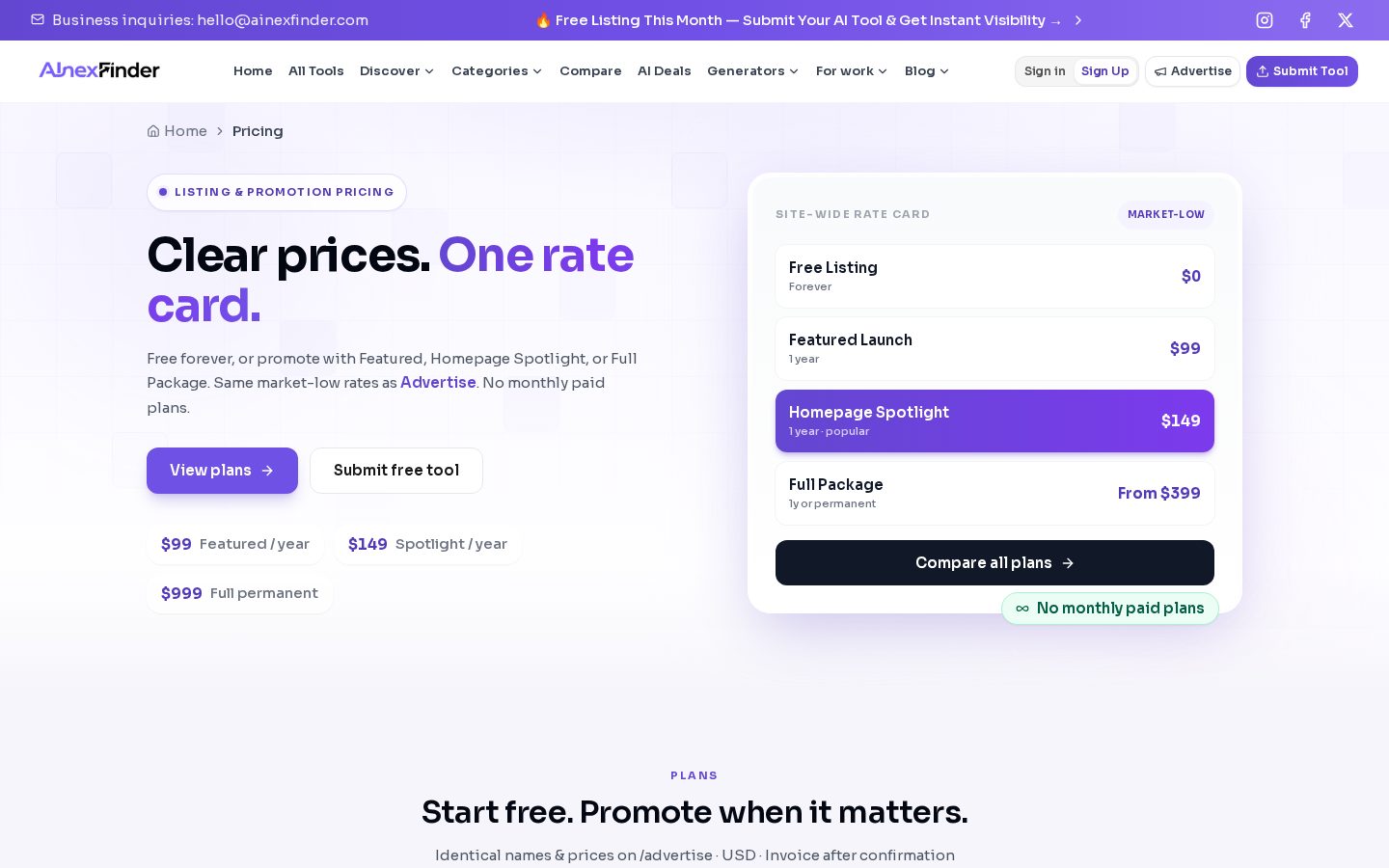AInexfinder Pricing