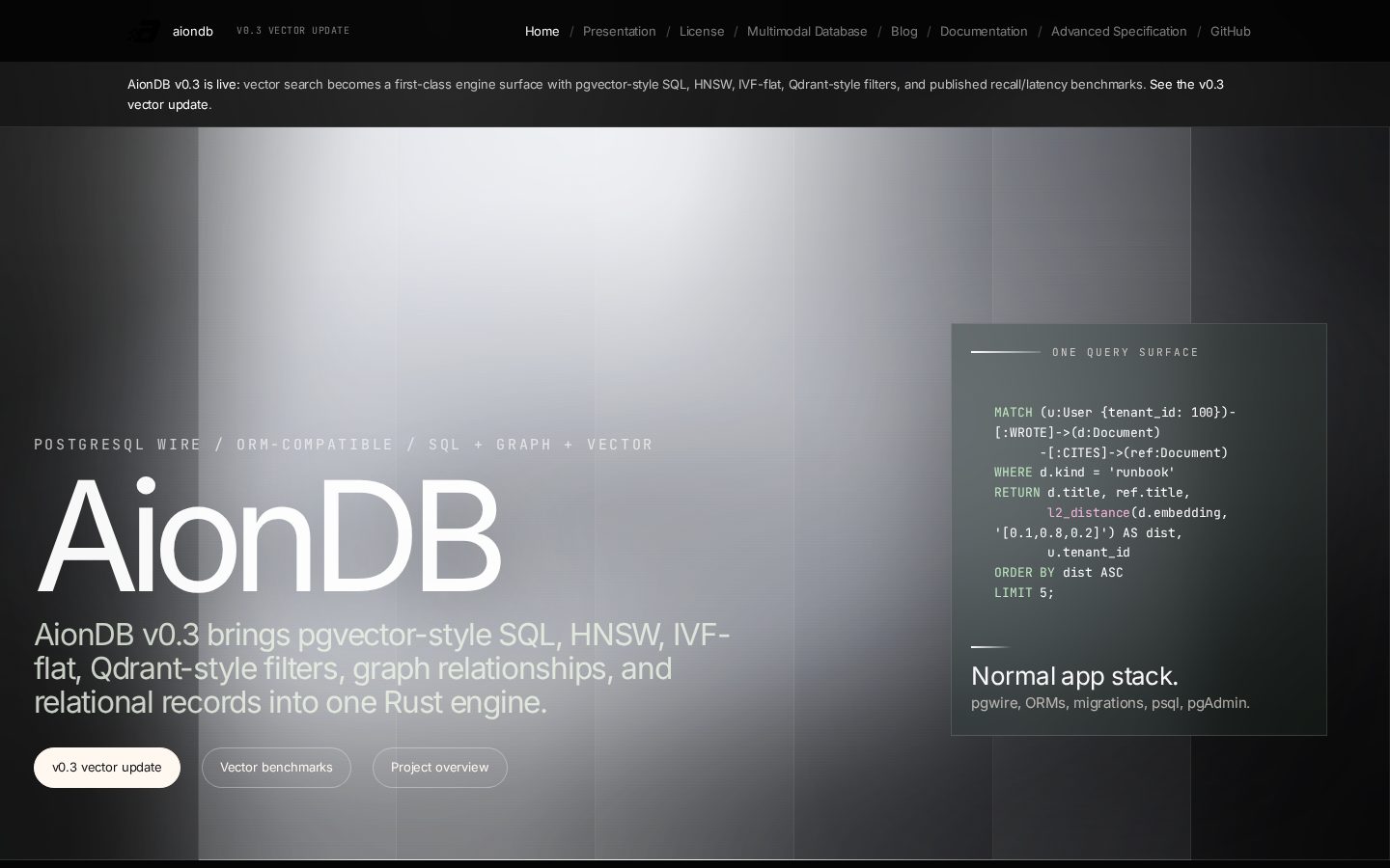 AionDB Homepage