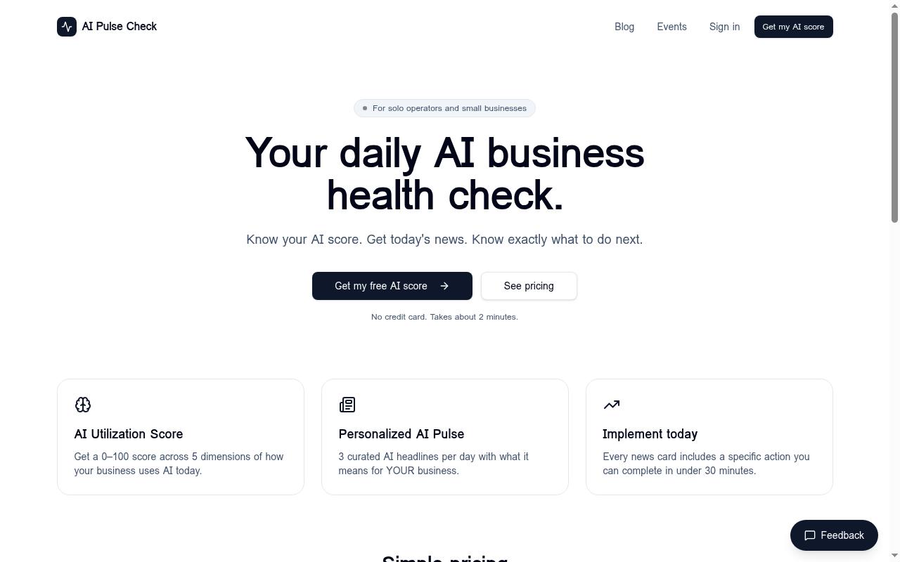 aipulsecheck.io Homepage