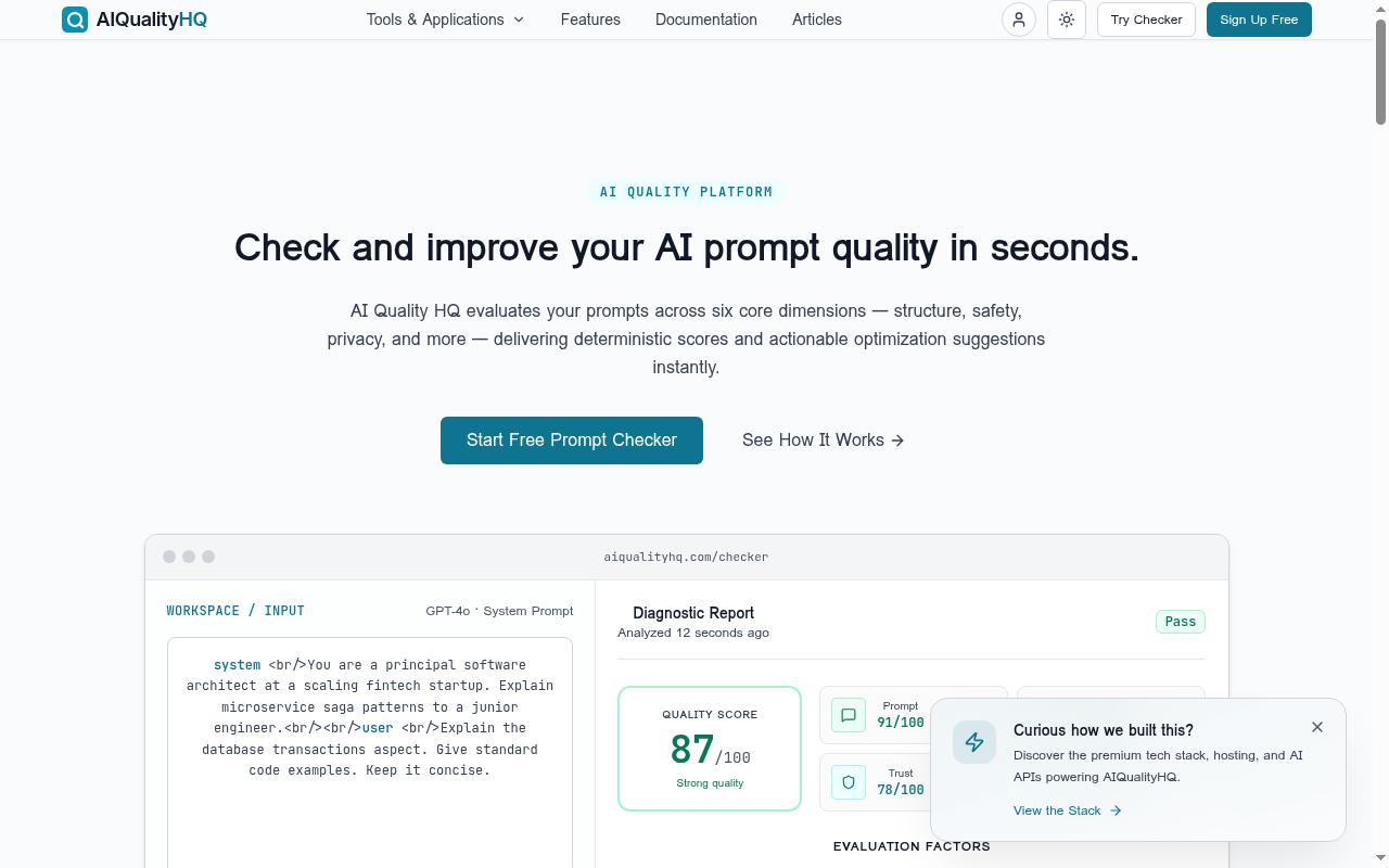 AIQualityHQ Homepage