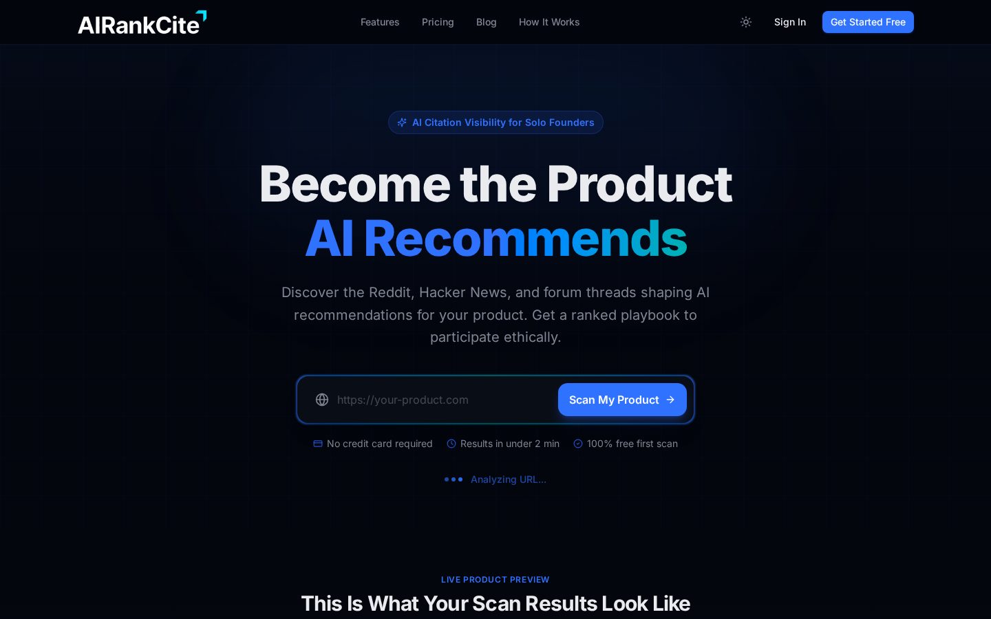 AIRankCite Homepage