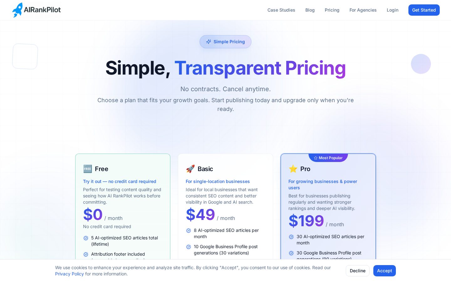 AIRankPilot.com Pricing