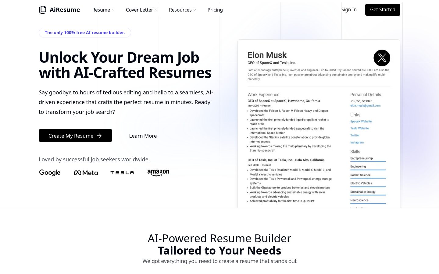 AiResume Homepage