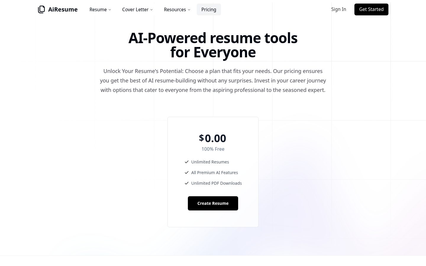 AiResume Pricing