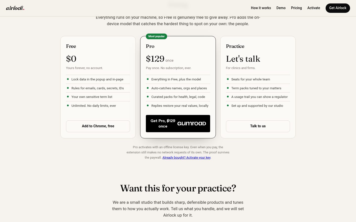 Airlock Pricing