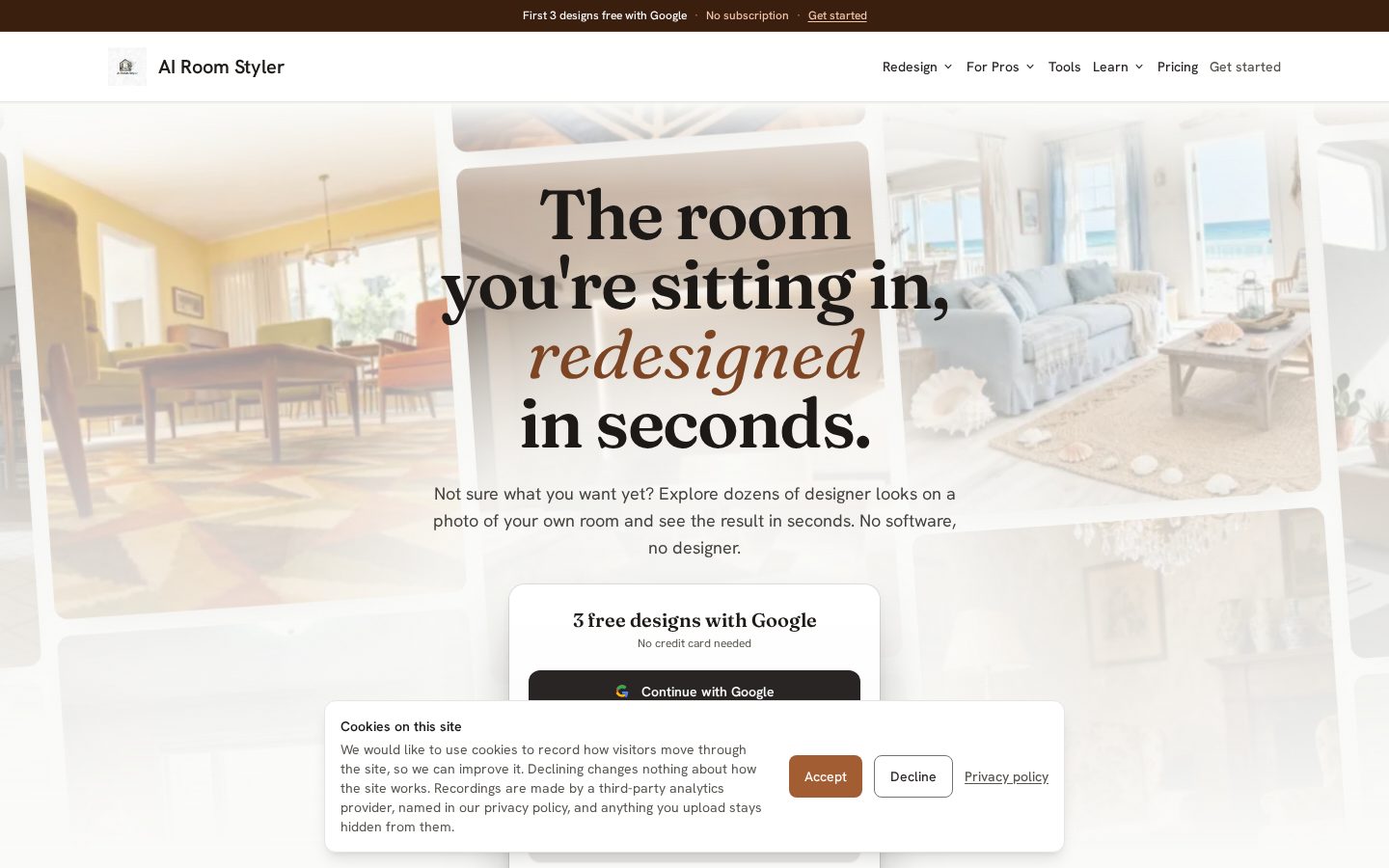 AIRoomStyler Homepage