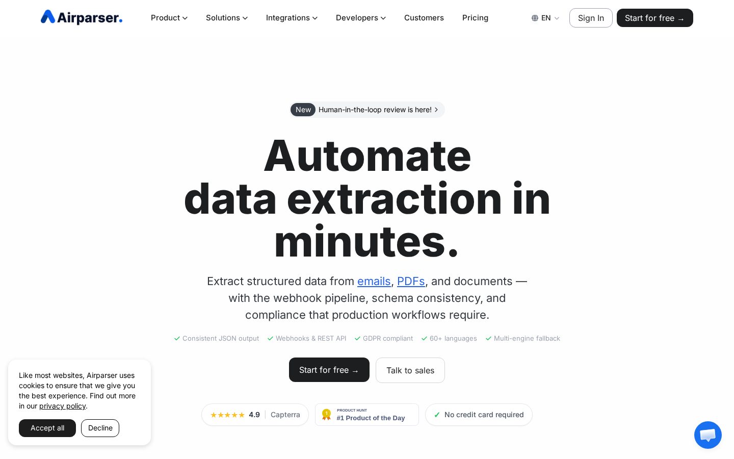Airparser Homepage