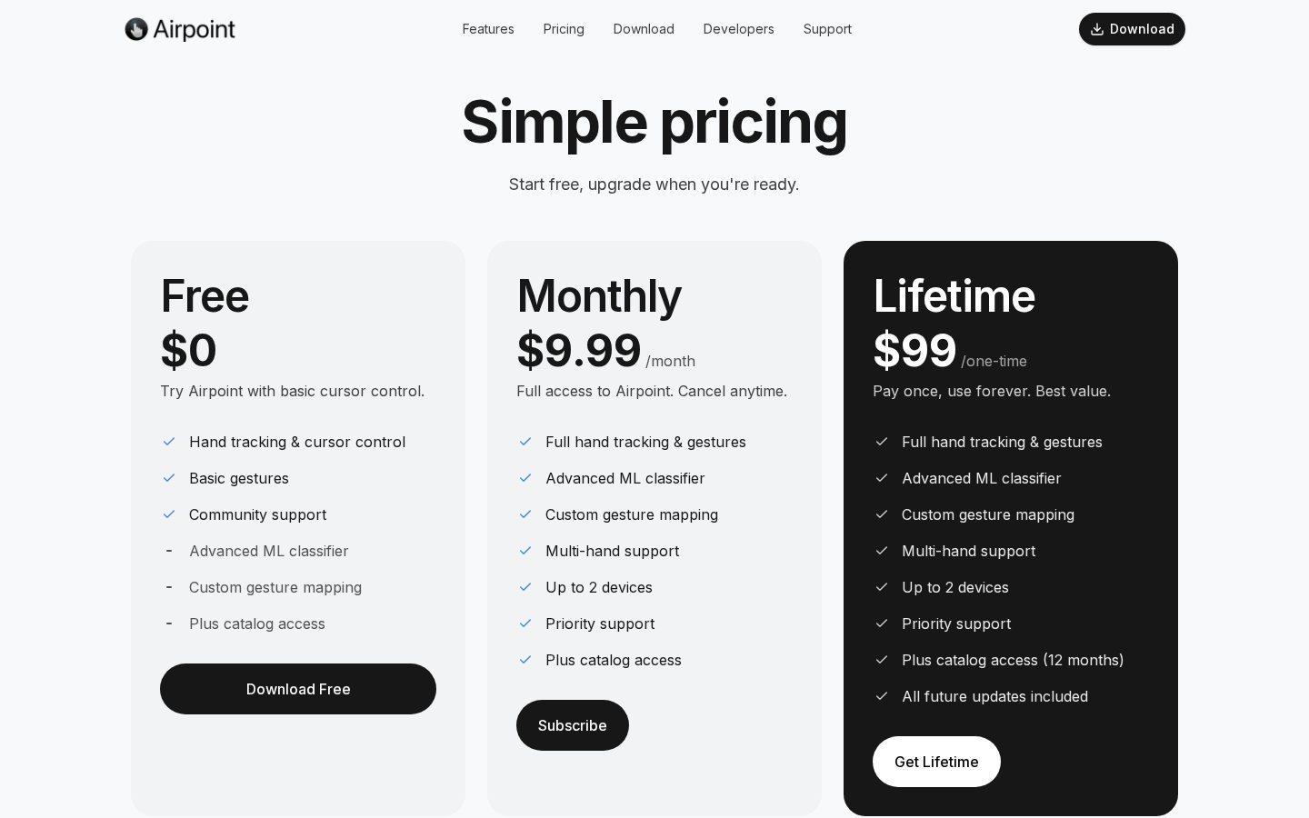 Airpoint Pricing