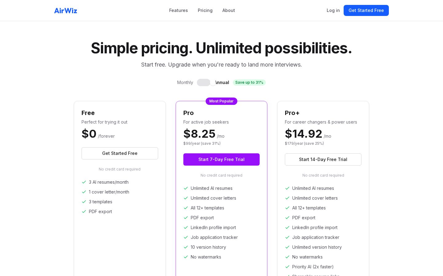Airwiz Pricing