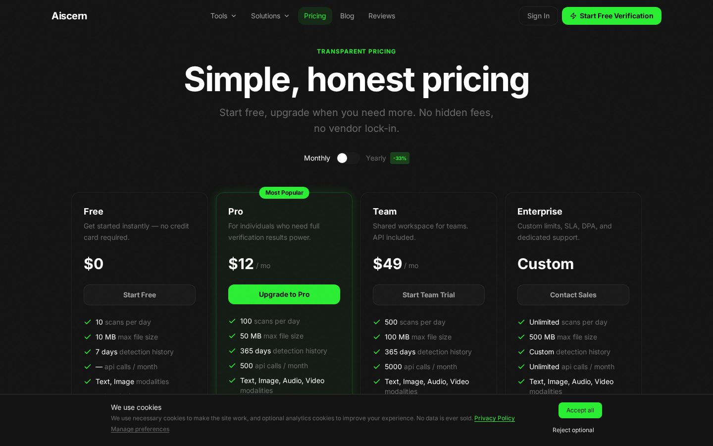 Aiscern Pricing