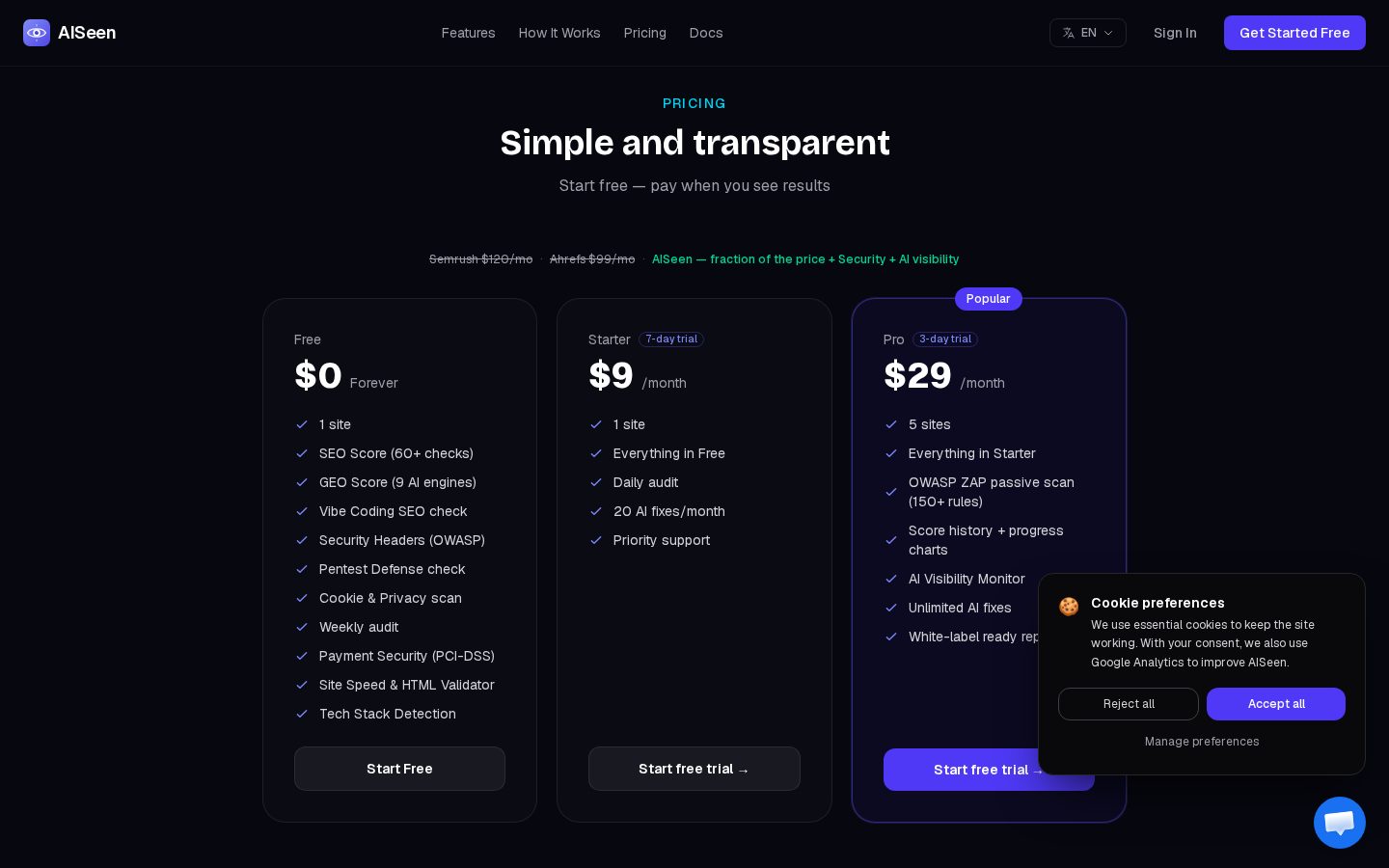 AISeen Pricing