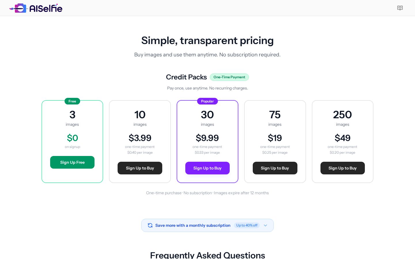 AISelfie Pricing