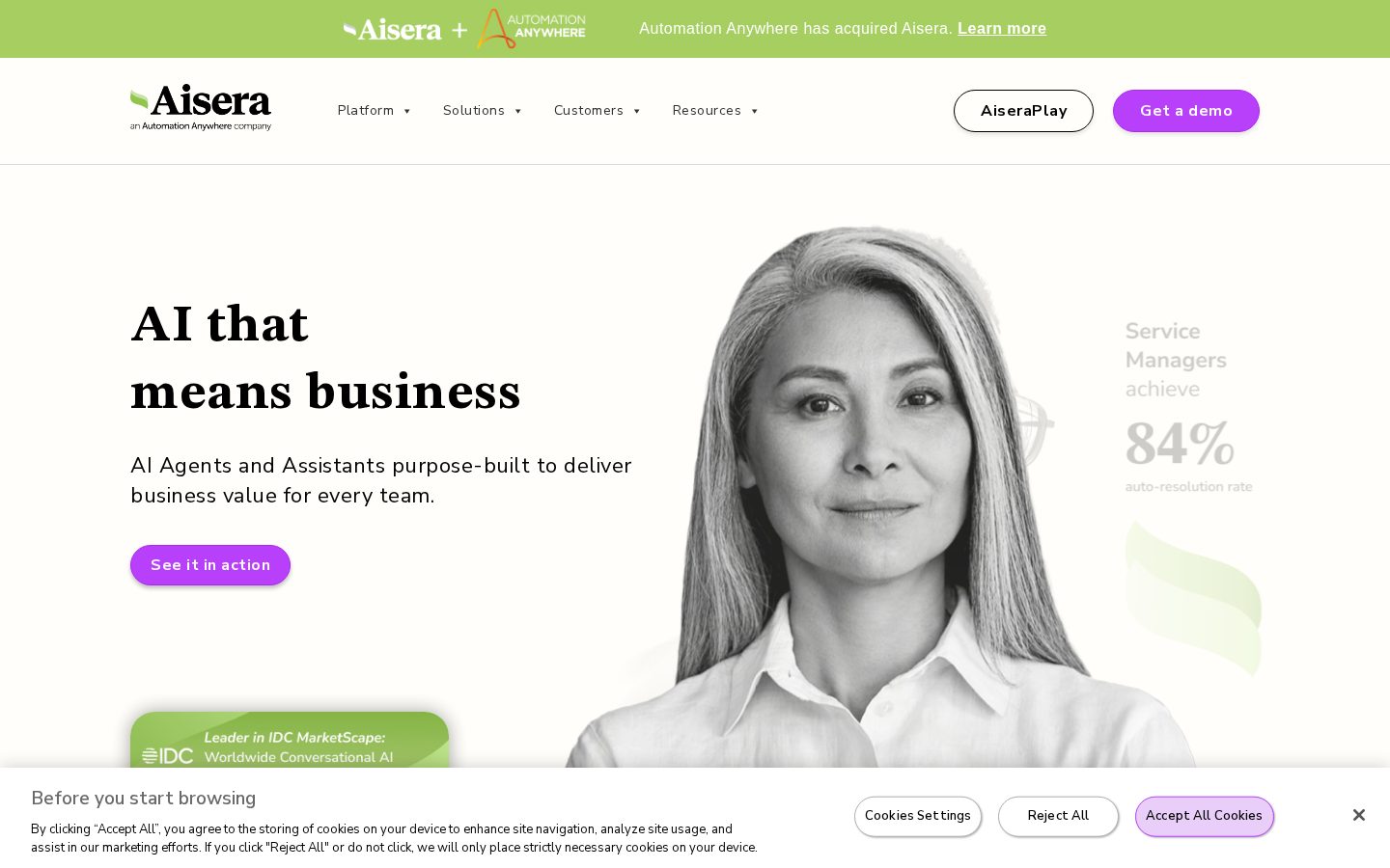 Aisera Homepage