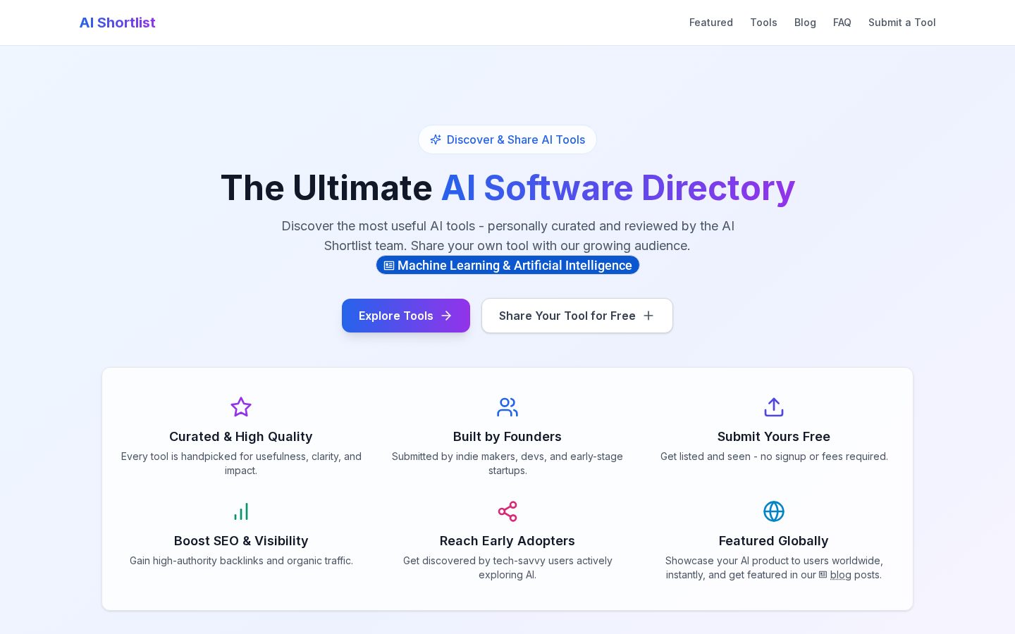 AIShortlist Homepage