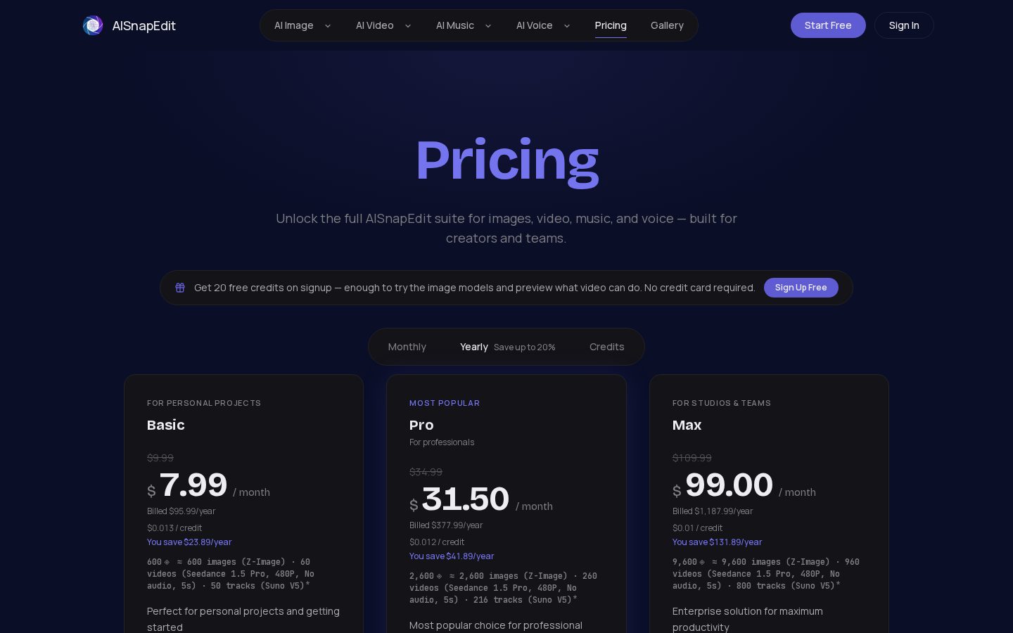 AISnapEdit Pricing