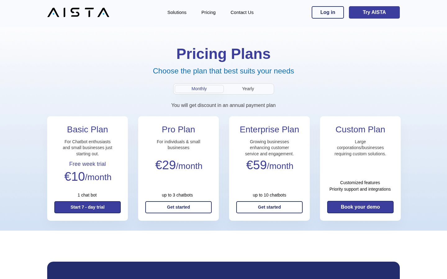 AISTA Pricing