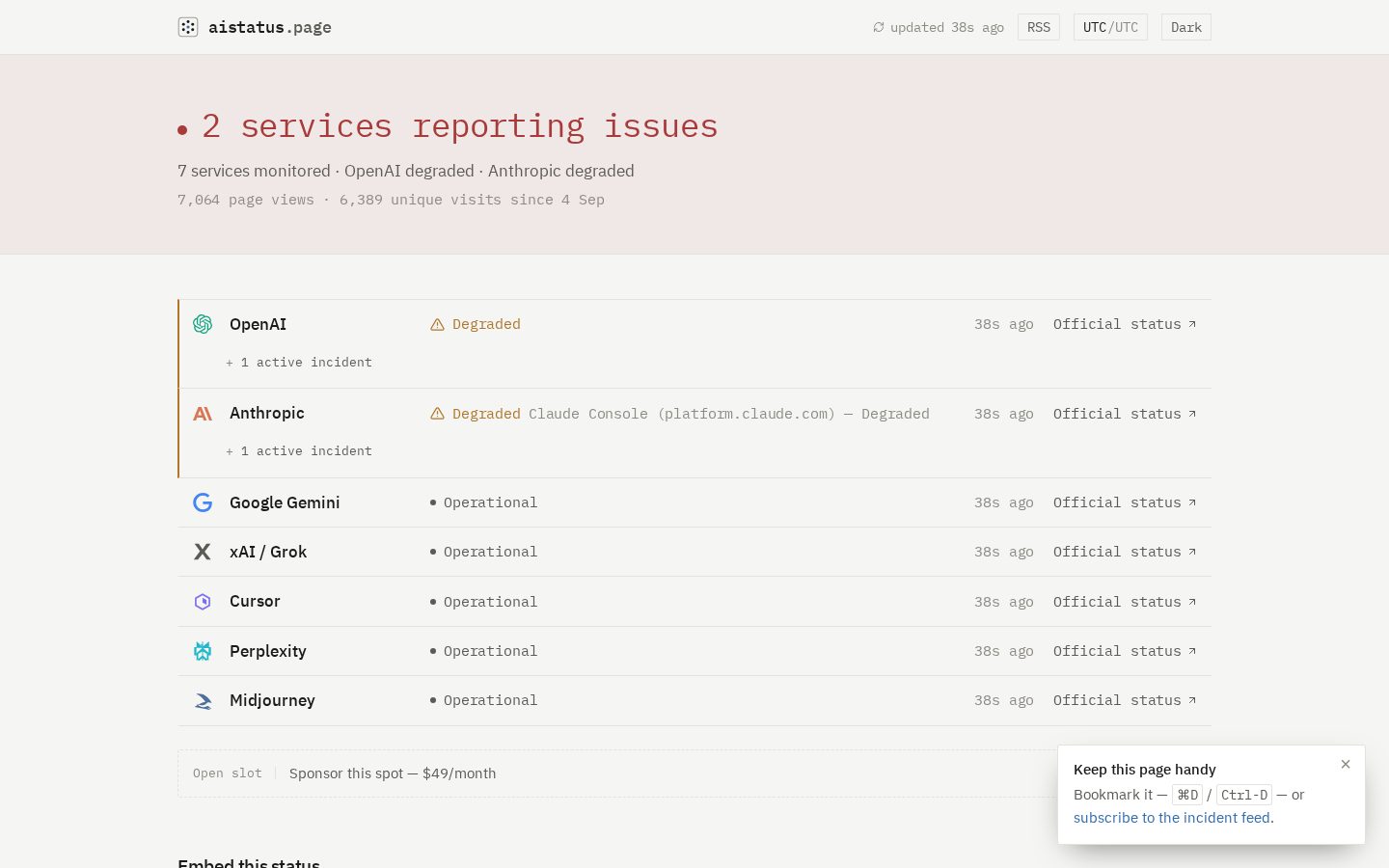 aistatus.page Homepage