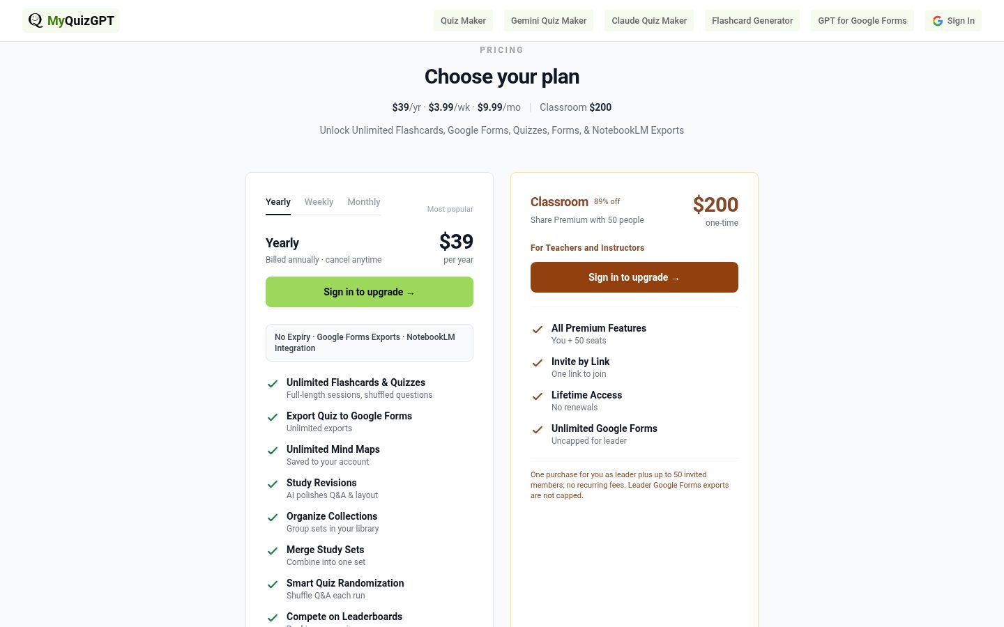 AIStudyCards Pricing