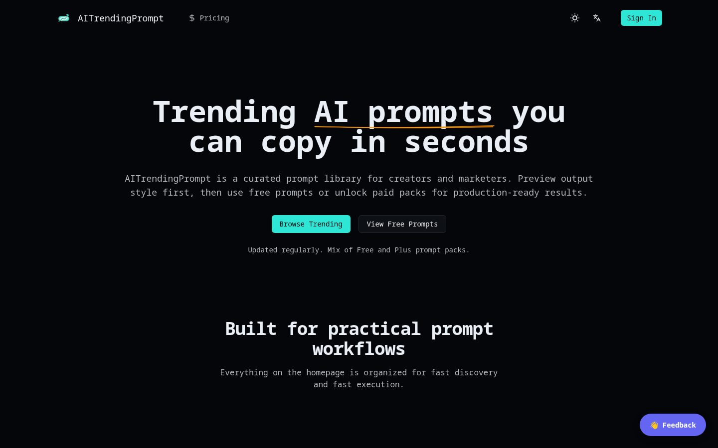 AITrendingPrompt Homepage