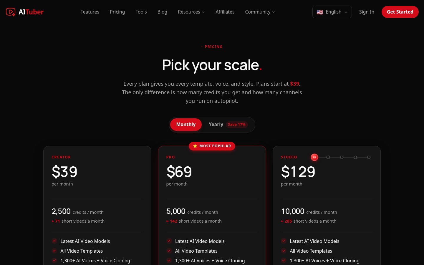 AITuber Pricing