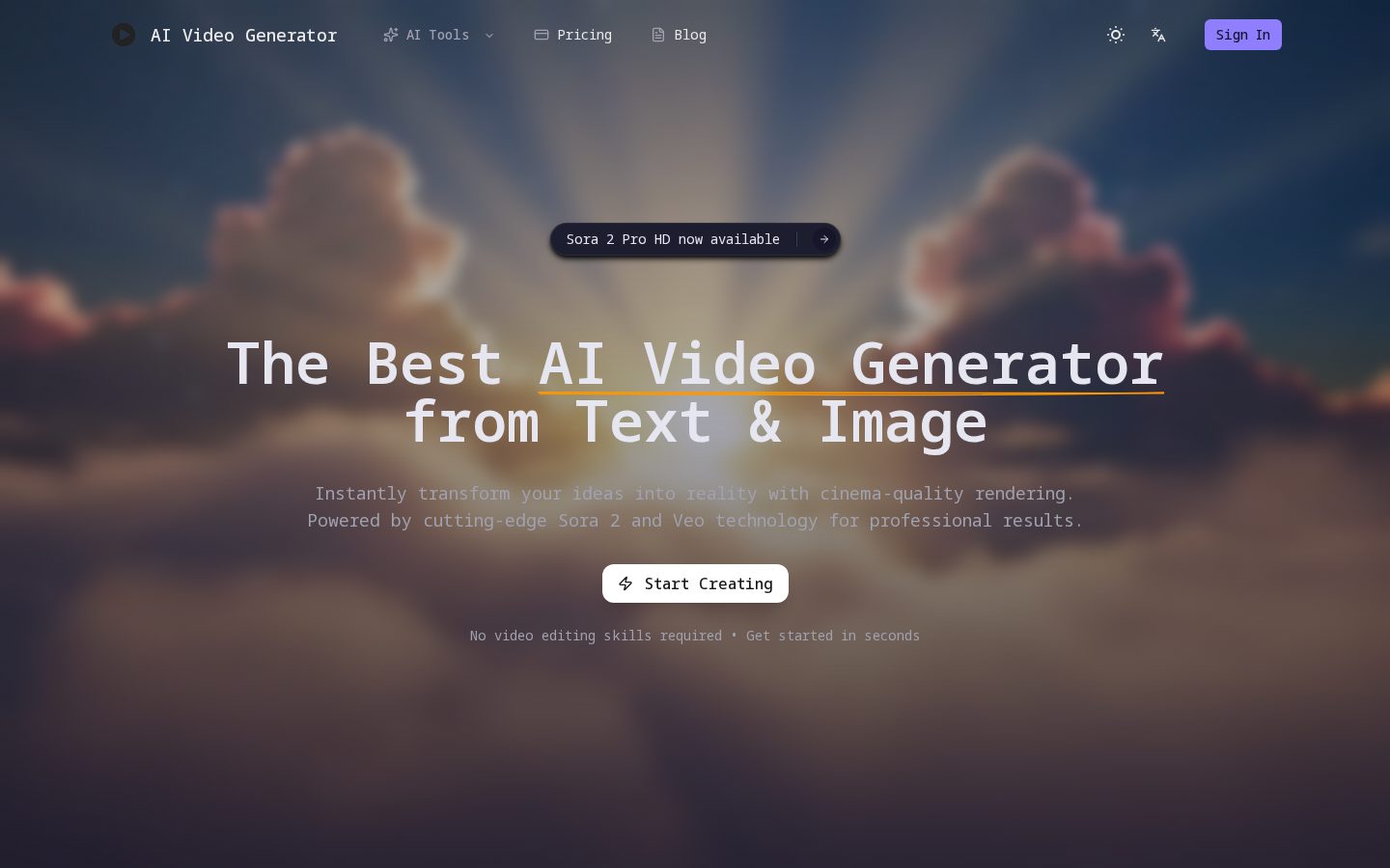 AIVideoGenerator.Best Homepage