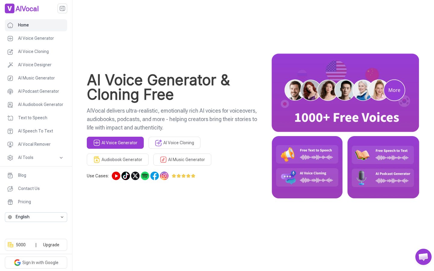 AIVocal Homepage