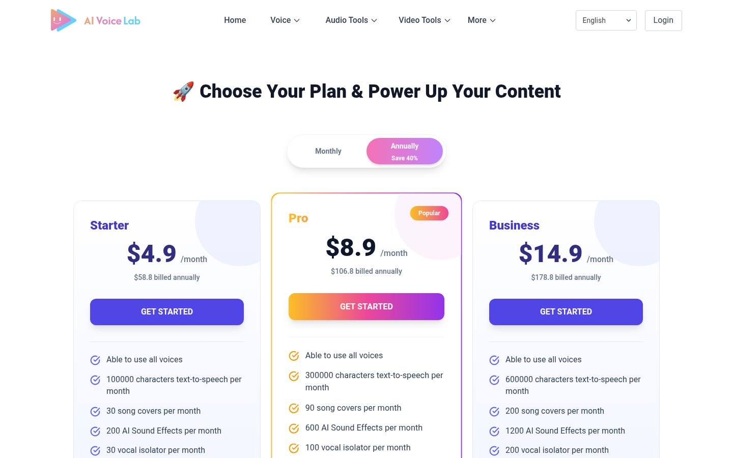 AIVoiceLab Pricing